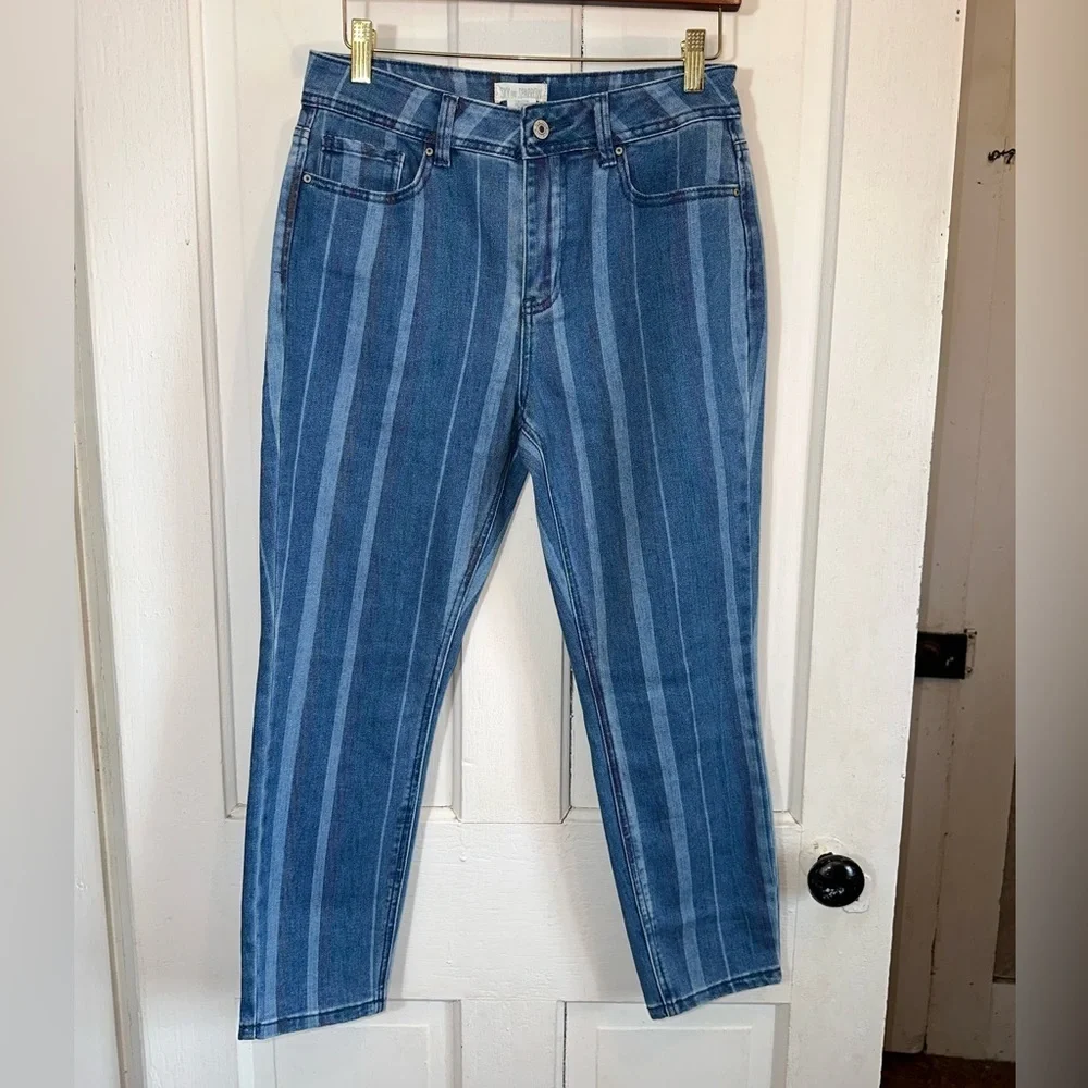 Sky and Sparrow Color Striped Skinny Jeans - Picture 3 of 5